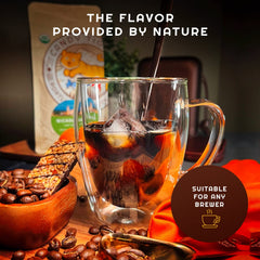 Candy Tiger 100% Arabica beans; smooth, low-acid profile for daily sipping.