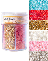 CandyHaven Easter Sprinkles pearls jar for elegant cake accents and kid-friendly decorating.