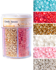 CandyHaven Easter Sprinkles pearls jar for elegant cake accents and kid-friendly decorating.