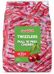 Candylish Twizlers Pull 'n' Peel cherry bulk pack front view showing shareable candy