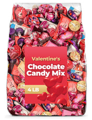 Candylish Valentine’s milk chocolate mix in a 4 lb bulk bag, ideal for sharing.