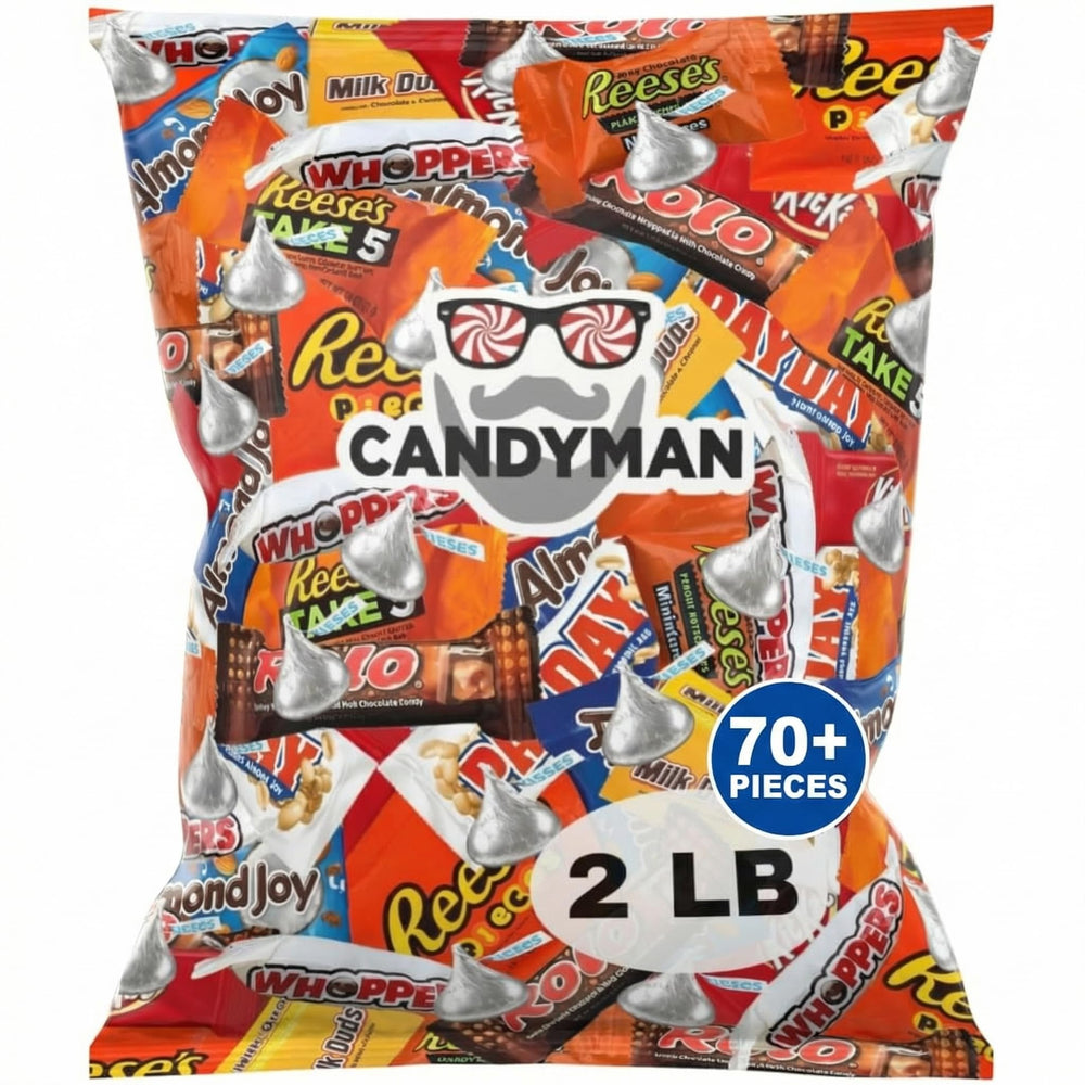 CANDYMAN 2lb assorted chocolates bulk pack shown for Easter baskets and party favors