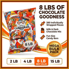 CANDYMAN bulk chocolates with individually wrapped pieces for sharing.
