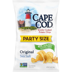 Cape Cod Less Fat Original bag front view highlighting familiar crunch with 40% less fat.