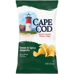 Cape Cod Sweet & Spicy Jalapeno chips bag delivers bold jalapeno flavor for snacking.