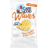 Cape Cod Waves white cheddar sour cream bag front highlights bold flavor and premium packaging.