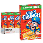 Cap'n Crunch Original cereal box four-pack ready for quick family breakfasts.