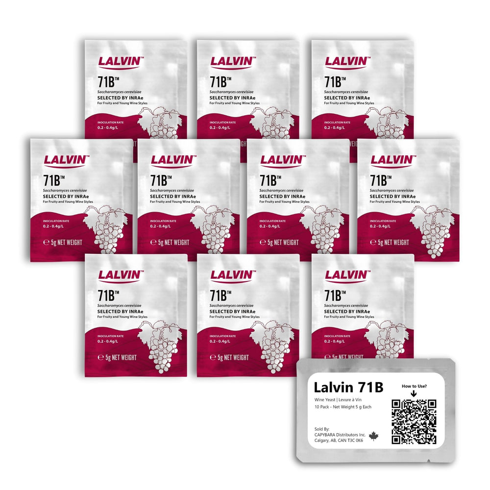 CAPYBARA Lalvin 71B wine yeast 10-pack for reliable home fermentation and fruit-forward wines.
