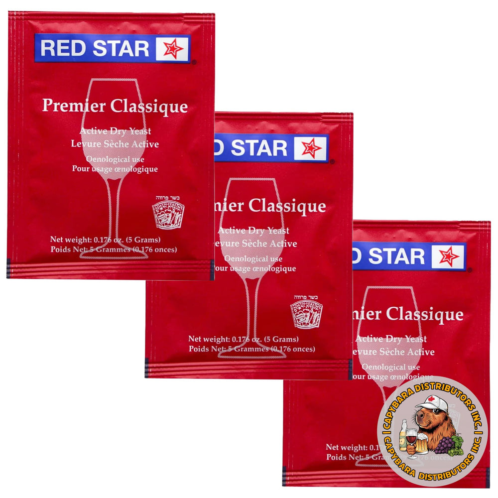 CAPYBARA Red Star Premier Classique wine yeast sachets ready for quick fermentation