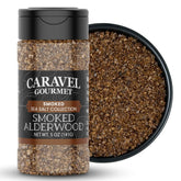 Caravel Gourmet alderwood smoked salt bottle pour shows coarse crystals for finishing