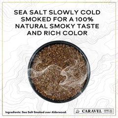 Caravel Gourmet alderwood smoked salt coarse crystals on spoon for finishing touches