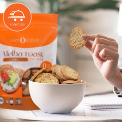 Melba Toast with dipping plate ideal for light snacking.