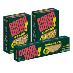 Carbe Diem spaghetti trio sampler pack ready to boil for a comforting dinner