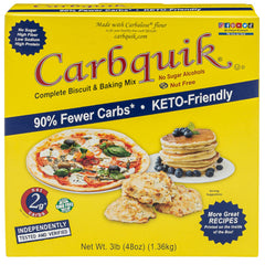 Carbquik biscuit mix packaging in a 3 lb box for easy low-carb baking.