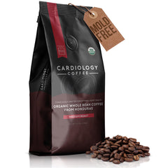 Cardiology Coffee bag front showing branding and organic credentials