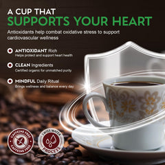 Cardiology Coffee organic label highlights USDA organic certification and clean farming.
