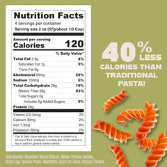 Care Free Kitchen Sundried Tomato Rotini in a serving bowl with sauce, fiber-rich dinner.