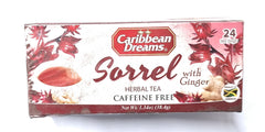 Caribbean Dreams Sorrel & Ginger tea bags for a soothing caffeine-free cup.