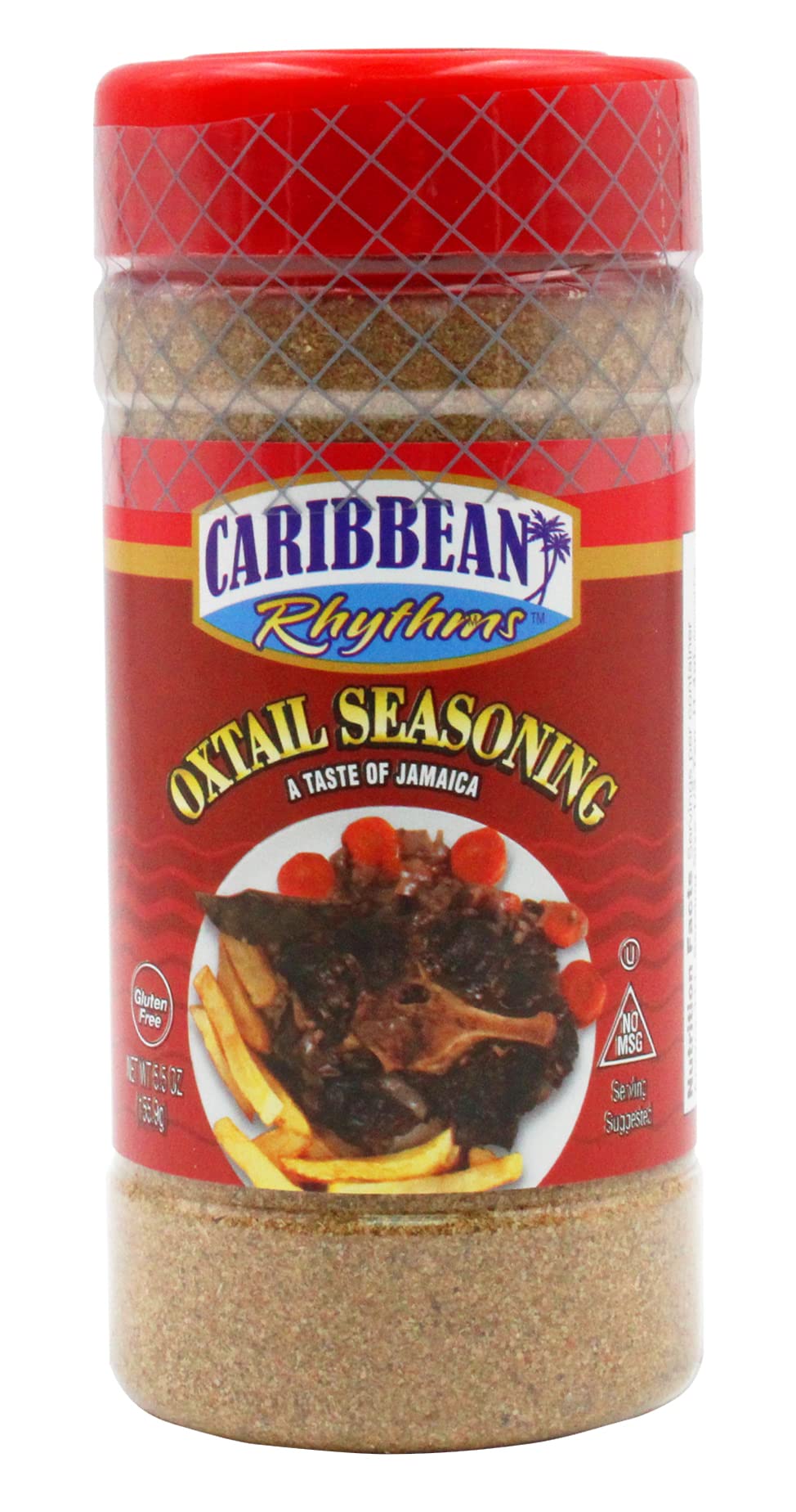 Caribbean Rhythms Oxtail Seasoning bottle adds bold Caribbean flavor to oxtail dishes.