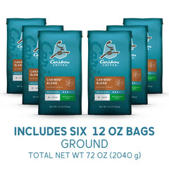 Caribou Coffee Caribou Blend aroma close-up emphasizes inviting scent before brewing