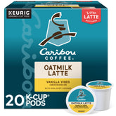 Caribou Coffee Vanilla Vibes oatmilk latte pod packaging for Keurig use