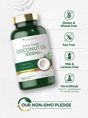 Carlyle Coconut Oil Softgel label with nutrition facts and purity badges