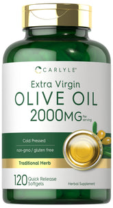 Carlyle Olive Oil Extra Virgin bottle highlighting omega-rich formula for daily wellness.