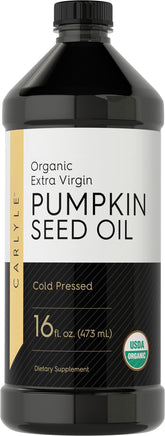 Carlyle pumpkin seed oil bottle showing premium cold-pressed oil for cooking.