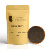 Carmel Organics Edible Basil Seeds packaging ready to elevate pantry prep and recipes