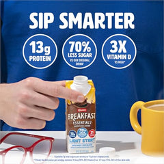 Carnation Light Start nutrition panel showing 21 vitamins and minerals for daily support.