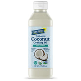 Carrington Farms liquid coconut oil bottle close-up for premium cooking in the kitchen