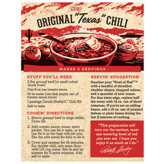 Close-up of cayenne packet from Carroll Shelby's chili kit showing adjustable heat.