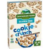 Cascadian Farm Cookie Crunch Cereal box front highlights gluten-free organic goodness.