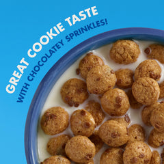 Closeup of chocolatey sprinkles in Cascadian Farm Cookie Crunch cereal for a fun crunch.