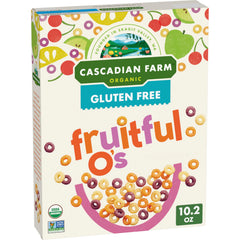 Cascadian Farm Fruitful O's cereal bowl with fruity crunch for breakfast joy