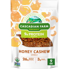 Cascadian Farm Honey Cashew Granola pouch for a crunchy breakfast start