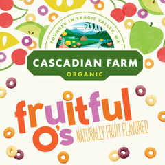 Cascadian Farm organic certification seal on Fruitful O's packaging