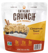 Catalina Crunch Cinnamon Toast cereal packaging, keto-friendly breakfast option.