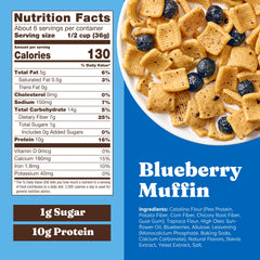 Catalina Crunch protein cereal serving showing 10g protein boost.