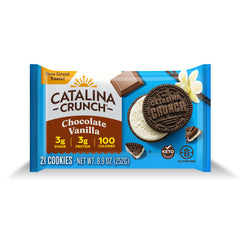 Catalina Crunch protein cookies front packaging, highlighting a high-protein snack option.