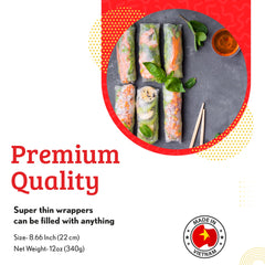 Cathay square rice paper 22cm, perfect for neat summer rolls.