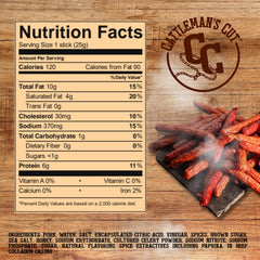 Cattleman's Cut double smoked sausages pack back showing freshness features