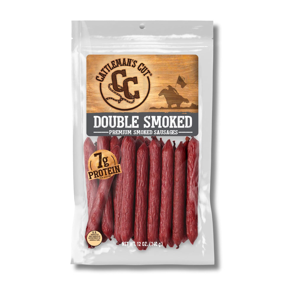 Cattleman's Cut double smoked sausages pack front for bold flavor on the go