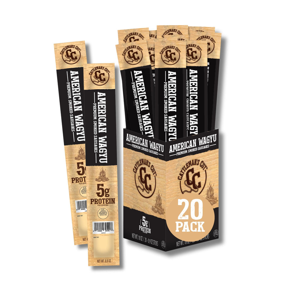 Pack of Yellowstone by Cattleman’s Cut Wagyu sticks ready for on-the-go snacking.