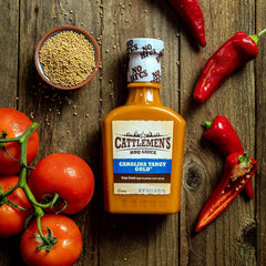 Cattlemen's Carolina Tangy Gold glaze on wings highlighting savory heat and smoky sweetness