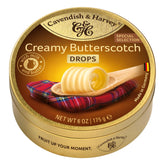 Cavendish & Harvey creamy butterscotch drops in premium tin, ideal gift or personal treat.