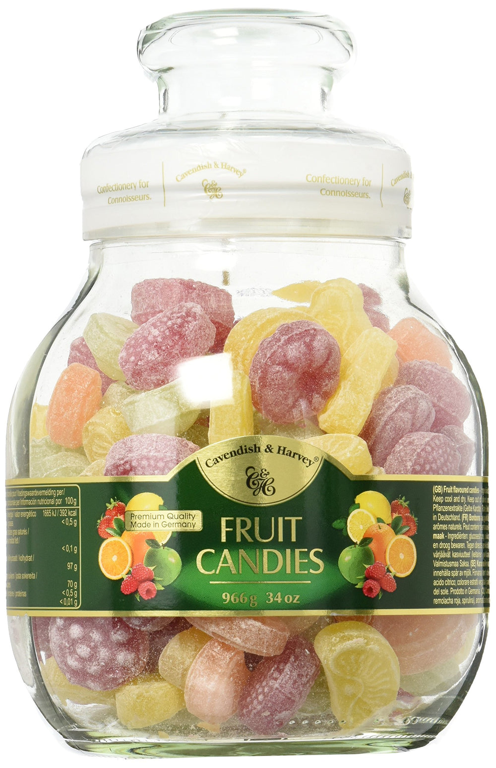 Cavendish & Harvey fruit candy drops jar—front view, premium shareable treat.