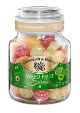 Cavendish & Harvey mixed fruit drops in a jar, ideal for gifting or personal indulgence.