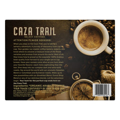 Caza Trail brewed coffee in a mug showing rich color and aroma