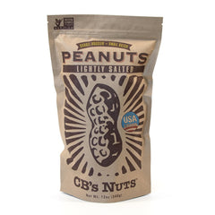 CB's Nuts USA grown non-GMO peanuts in a barrel roast bag, ideal for protein-packed snacking